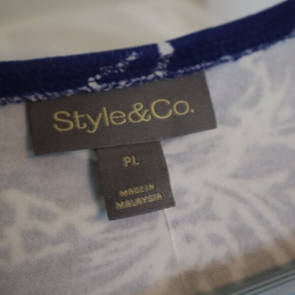 Women's Size PL Royal Blue/White Long Sleeve Cotton Top Scoop Neck NEW - Picture 5 of 8